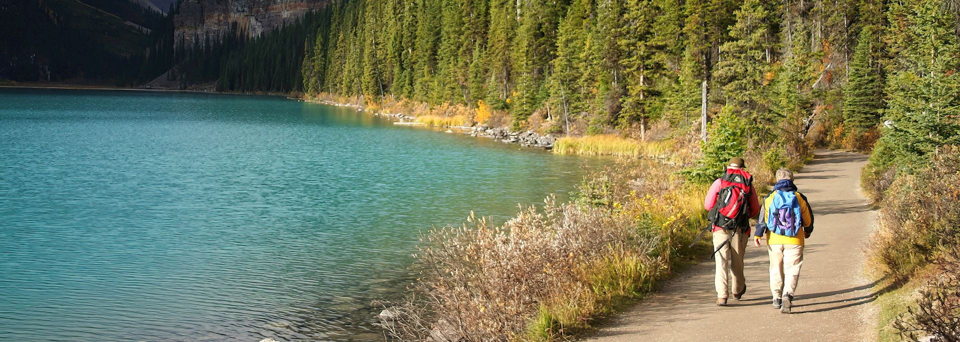 Hiking next to Lake Louise