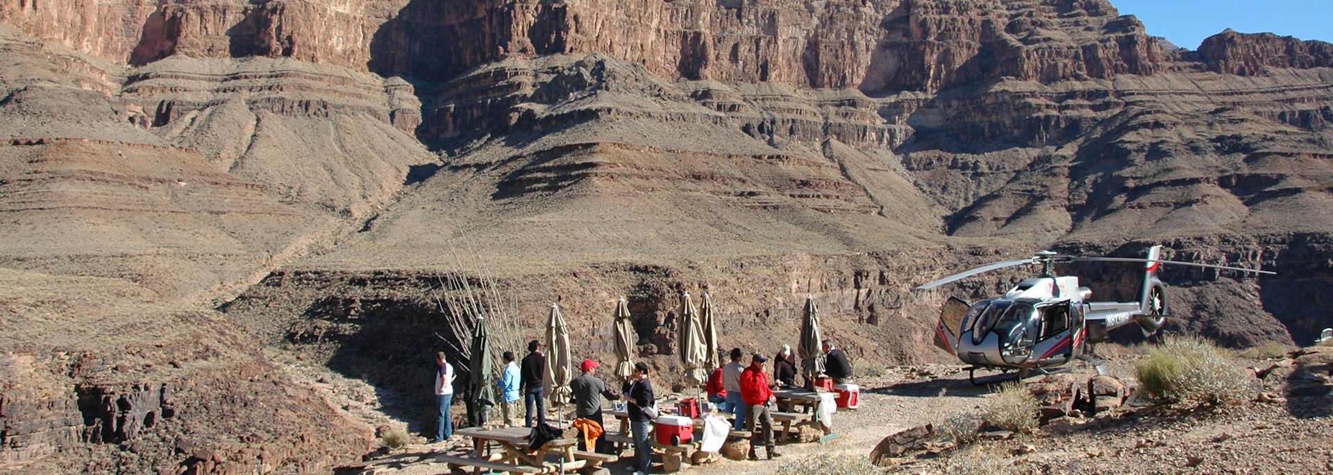Helicopter landing in the Grand Canyon