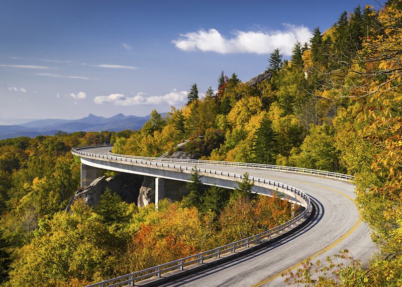 Linn Cove Viaduct on a section of the Blue Ridge Parkway, North Carolina