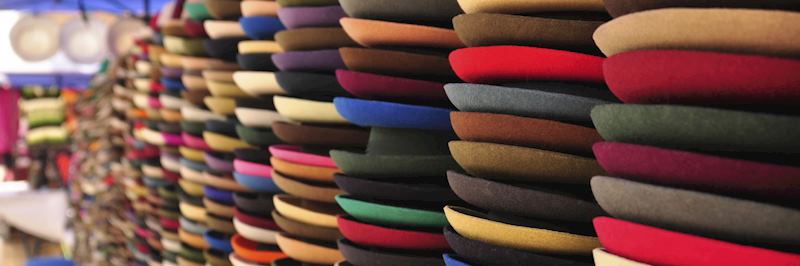 Andean hats in the market in Otavalo